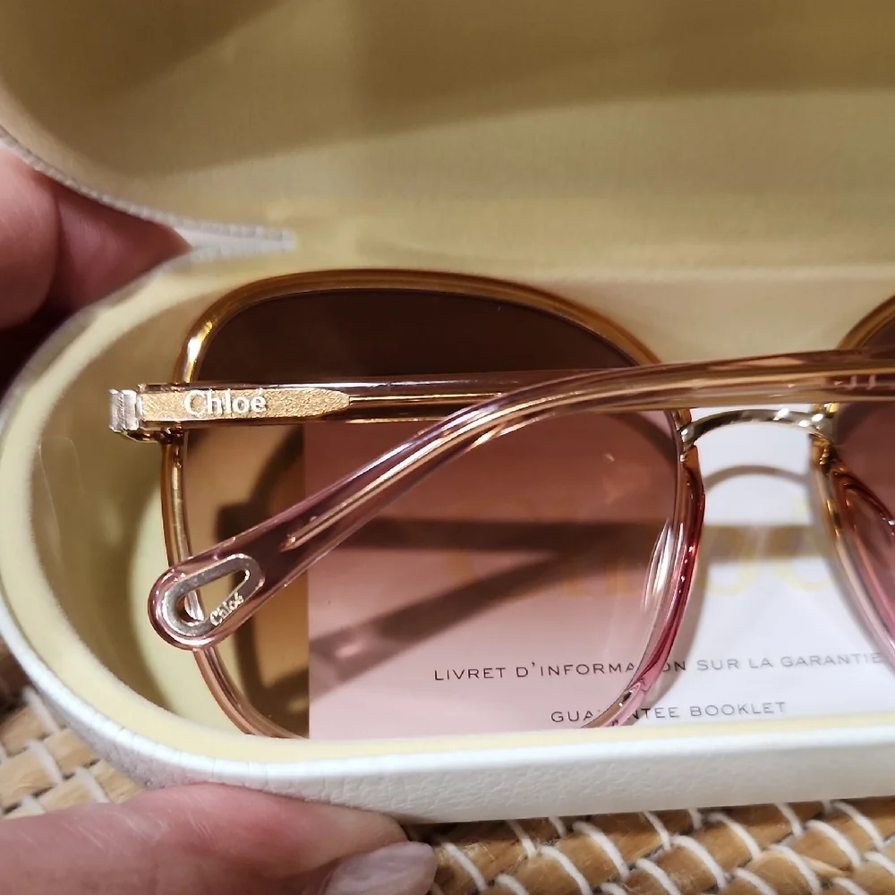 NEW CHLOE CH0031SA 002 59mm Pink Gold Oversized Sunglasses Italy - Picture 14 of 14